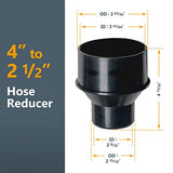 POWERTEC 70322 4" to 2-1/2" Reducer and 4" Dust Control Flex Cuff with Hose Clamps , Black POWERTEC