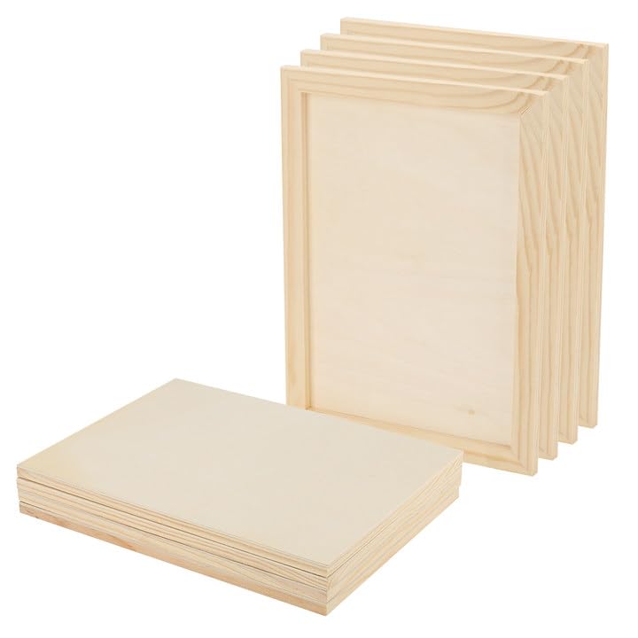 SOUJAP 8 Pack 9 x 12 Inch Wood Canvas Board, Unfinished Wooden Flat Panels, Wood Cradled Framed Canvas for Painting Craft Art SOUJAP