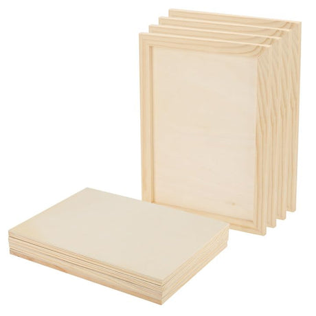 SOUJAP 8 Pack 9 x 12 Inch Wood Canvas Board, Unfinished Wooden Flat Panels, Wood Cradled Framed Canvas for Painting Craft Art SOUJAP