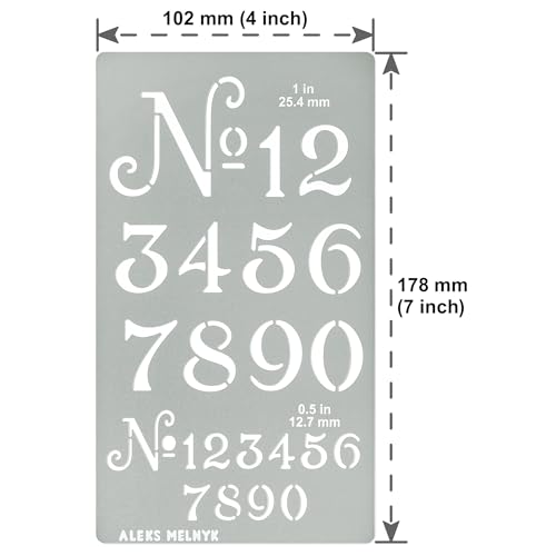 Aleks Melnyk No.452 Metal Stencil, Small Number Stencil, Size 1in and 0.5in, Old World Number, Template for Wood Burning, Pyrography Engraving, Aleks Melnyk