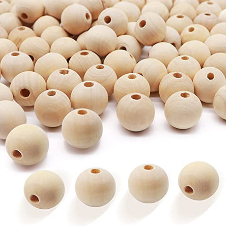 Round Wood Beads 20 mm Unfinished Spacer Beads Natural Craft Loose Beads for DIY Art Supplies Bracelet Hand-Made 100 Pack…… Hadoife