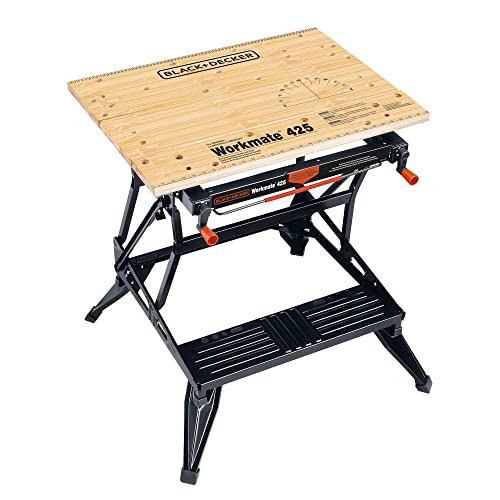 BLACK+DECKER Workbench, Workmate, Portable, Holds Up to 550 lbs, Vertical and Horizontal Clamping Options, For DIY, Woodworking and More (WM425-A) - WoodArtSupply