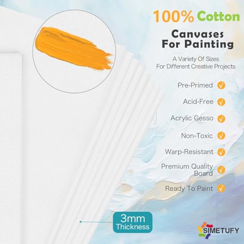 4 Pack 8x10 Inch Canvases for Painting, Blank Canvas Boards for Painting-Gesso Primed Acid-Free 100% Cotton Canvas Panels for Acrylics Oil Watercolor - WoodArtSupply