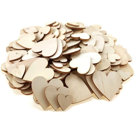 200 Pcs 3 Mix Sizes Unfinished Wood Heart Slices Blank Natural Wooden Hearts Shapes Ornaments Tags for DIY Wedding Art Crafts Valentine Decorations IFAMIO