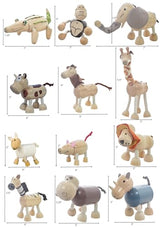 TEKOR Bendable Wooden Animal Toys, Set of 12 | Fun & Posable Farm & Jungle & Safari Animals for Toddlers | Preschool Montessori Toy, Smooth Natural TEKOR