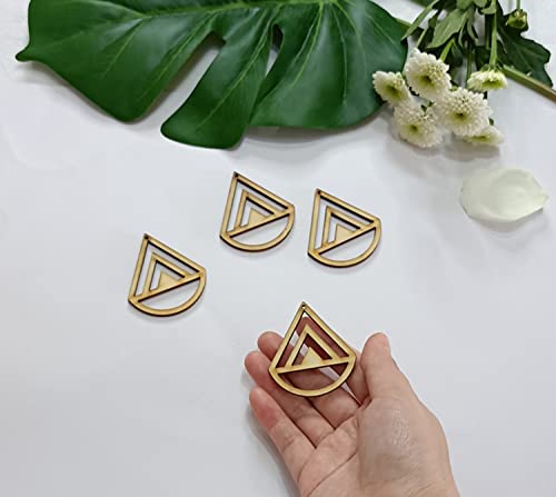 Set of 30 Chevron Earring Hoops Wood Blank,Rounded Chevron Triangle Earring Findings,Wood Findings for Earring Making Macrame (1.5'') MEYA