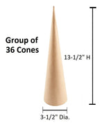 Factory Direct Craft Open Bottom Paper Mache Cones - Pack of 36 Cardboard Papier Mache Cones for DIY Crafts, Gnomes, Holiday Angels, Christmas Trees Factory Direct Craft