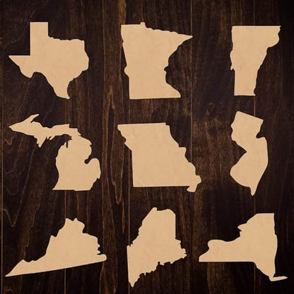 Wooden Idaho State Cutout for Crafts, Unfinished 6'' MDF State Laser Cut Shape, Paintable DIY