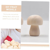 DECHOUS 40pcs Wooden Fruit Ornaments Wooden Mushroom Crafts DIY Unfinished Mushroom Natural Unfinished Mushrooms DIY Mushroom Graffiti Wooden Toy DECHOUS