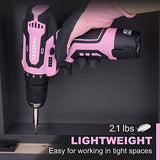 FASTPRO 42-Piece 12V Pink Drill kit, Lithium-ion Cordless Drill Driver, 3/8 in. Drill Driver Set with One 1.5 Ah Batteries, Charger and Tool Bag FASTPRO