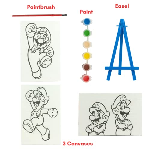 Innovative Designs Super Mario Canvas Paint Set for Kids with 3 Canvases, Acrylic Paint Innovative Designs