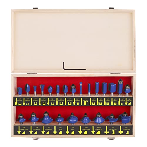 UTRUSTTO 1/4" Router Bit Set 24 Pieces, 1/4 Inch Shank Tungsten Carbide Router Bits, for Professional and Beginners Carpenter UTRUSTTO