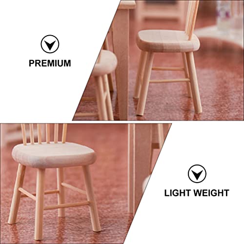 Toyvian Dollhouse Wooden Chair Miniature: 2 Pieces 1: 12 Unfinished Wood Chair- Mini Furniture Model Supplies for Miniature Dollhouse Accessories Toyvian