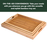 Prosumers Choice 3-Piece Set Bamboo Serving Trays with Handles - With Sizes, 1xS (38.1x25.4x4.9cm), 1xM (40.6x28.0x4.9cm), 1xL (43.2x30.5x4.9cm) - Prosumer's Choice