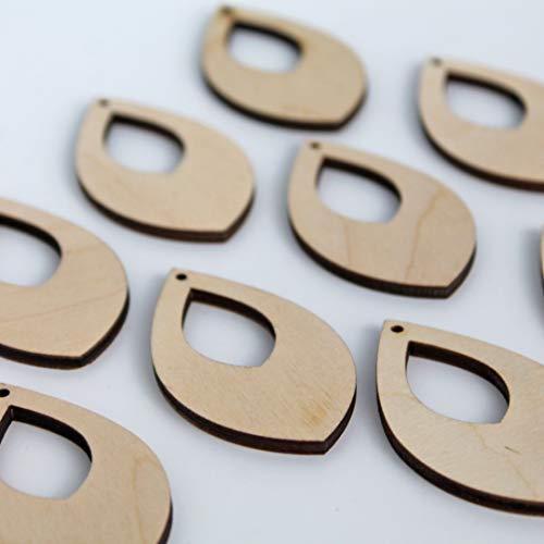 ALL SIZES BULK (12pc to 100pc) Unfinished Wood Wooden Laser Cutout Wide Oval with cut out Dangle Earring Jewelry Blanks Charms Shape Crafts Made in Texan Wood Crafts