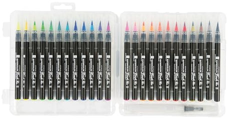 Studio Series Watercolor Brush Marker Pens (Set of 24 pens, plus bonus water brush), Great for Hand Lettering, Calligraphy, Manga, Comics, Adult PETER PAUPER PRESS
