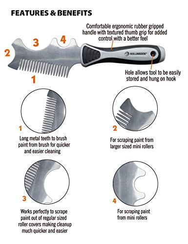 ROLLINGDOG 4 in 1 Paint Brush Comb - Paint Brush&Roller Cleaner Tool ROLLINGDOG