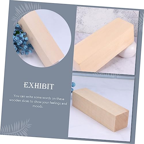 TEHAUX 8pcs Carved Wooden Strips Unfinished Wooden Ornaments Unfinished Wood Blocks Wood Whittling Blocks Unfinished Wooden Crafts Wood Squrae Sticks TEHAUX