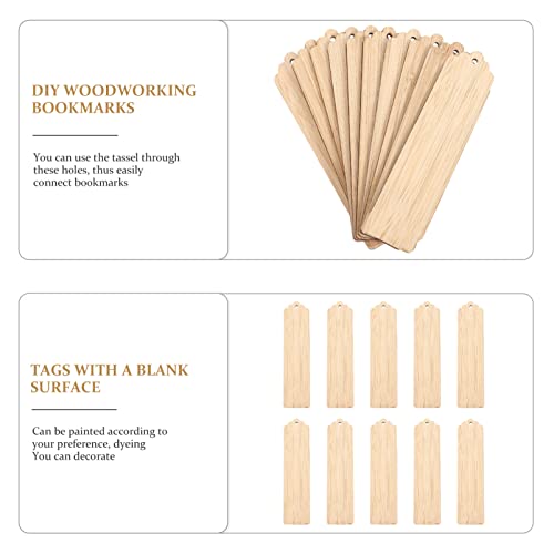 Ciieeo 10pcs Wooden Blank Bookmark Mens Pendant Wood Engraver Kids Bookmarks Wood Gifts Wooden Name Tag DIY Wooden Bookmarks Bookmark Making Kit with