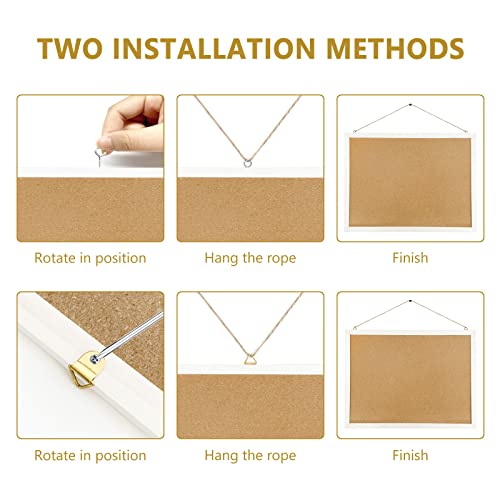 Cork Board Bulletin Board, 15.7"X 12" Cork Board, Rectangle White Oak Wood Finish Frame, Wall Mounted Cork Board for Office Home and School(Pins, Eye BGJRBY