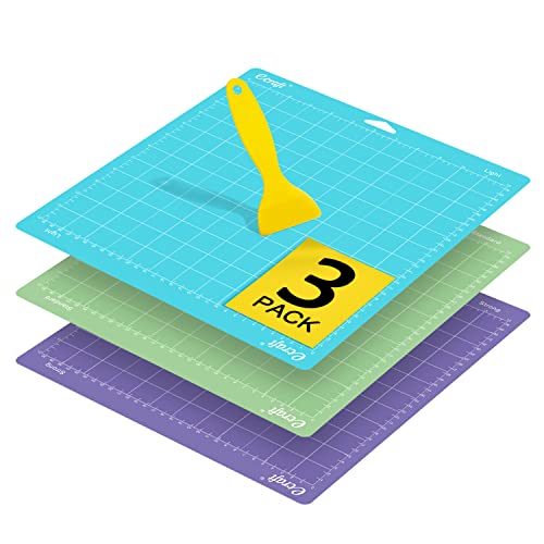 Ecraft 12"X12" Cutting Mat For Cricut - Include (Strong/Standard/Light) Adhesive Sticky (3 pack) Flexible Square Gridded Quilting Cut Mats ecraft