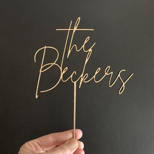 Personalized Wedding Wood Cake Topper, Custom Cake Topper, Handwritten Last Name, Anniversary Cake Topper, Mr and Mrs, Bride & Groom, Calligraphy FranJohnsonHouse