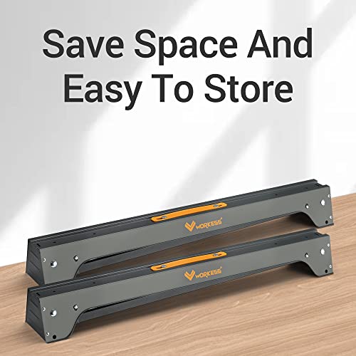 WORKESS Saw Horses 2 Pack, Heavy Duty Folding Portable Saw Horses Table 2200 Lbs Load Capacity with 2x4 Support Legs, Fast Open Legs and Easy Grip WORKESS