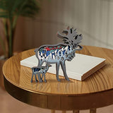 3D Wooden Reindeer Decor - Rustic Forest Animal Wall Sculpture for Home and Office CmayAlgc