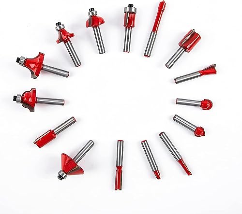 110V Router Tool, 800W Wood Trim Router, 30000RPM Electric Hand Trimmer, Palm Router with 15x 1/4” Router Bits & 2x Trim Guides for Woodworking Mefape