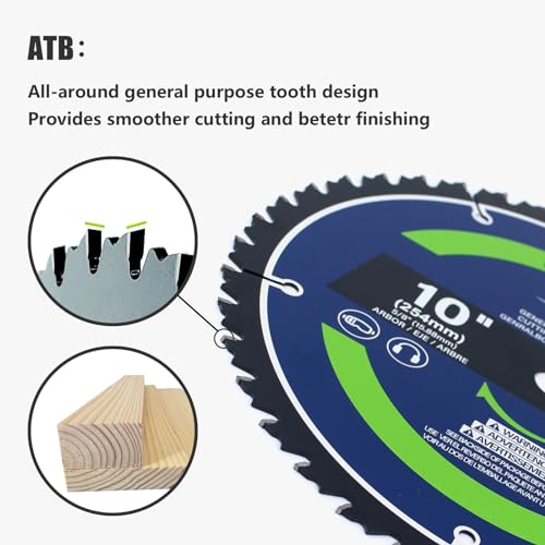 Ezee 10 inch Table Saw Blades 40 Teeth, General Purpose Circular Saw Blade with 5/8-inch Arbor, 0.09" Thin Kerf, Carbide-Tipped Professional EZee