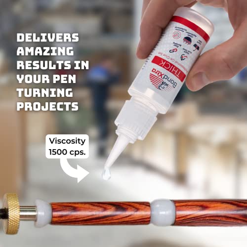 BondXtra 4 oz. Thick CA Glue for Woodworking, Premium Super Glue Kit for Wood Turning with Extra Bottles, Anti Clog Caps, Microtips, Thick Viscosity BondXtra