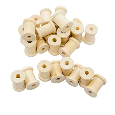 200 Pieces Solid Wood Spools Unfinished Wooden Barrel Spools for Crafts (1x11/16 in) Cregugua