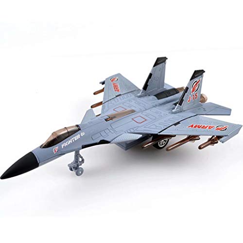 QIAONIUNIU Toy Airplane Model Planes Alloy Pull Back Fighter for Boys with Flashing Lights, Real Jet Sound (Gray) - WoodArtSupply