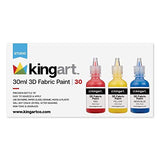 KINGART Permanent Fabric Paint, Set of 30 Colors, 30ml Bottles, Washer & Dryer Safe, Textile Paint for Clothes, T-Shirts, Jeans, Bags, Shoes, Art and KINGART