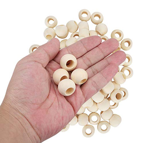 HERCHR 100Pcs Wooden Beads, Round Hole Unfinished Wood Beads for Crafts, Jewelry Making, DIY Crafting 20mm HERCHR