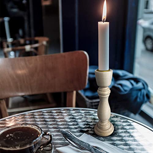 4 PCS Wooden Candlesticks, Unfinished Small Wooden Candle Holders - 7 inches and 4 inches with 7/8 inch Hole Awpeye