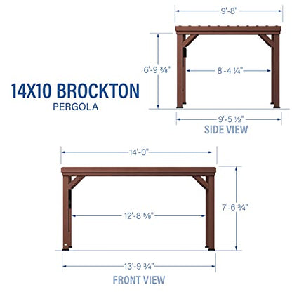 Backyard Discovery 14x10 Brockton All Cedar Pergola, Durable, Quality Supported Structure, Wind Resistant up to 100MPH, Rot Resistant, Electrical