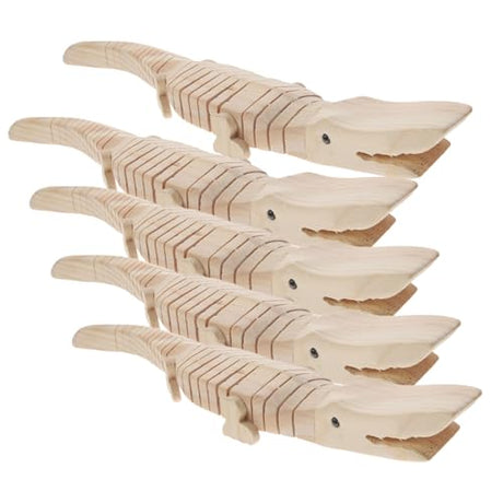 Abaodam 5pcs Toy for Kids Kid Toy Wood Toys Jungle Animal Figures DIY Wood Toy Painting Blank Crocodile Toy Unfinished Crocodile Toy Crocodile Abaodam