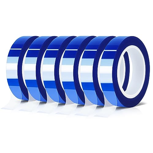 MEBMIK 6 Rolls 10mm x16m(52FT) Blue Heat Tape High Temperature Heat Resistant Tape Heat Transfer Tape for Heat Sublimation Press Vinyl,No Residue MEBMIK