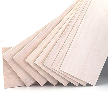 Balsa Wood Sheets,10 Pack Natural Unfinished Wood for House Aircraft Ship Boat DIY Wooden Plate Model, 200 * 100 * 2mm