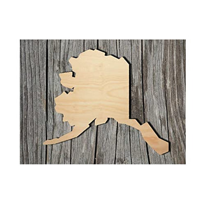 Alaska State Wood Craft,Unfinished Wooden Cutout Art,DIY Wood Sign, Inspirational Farmhouse Wall Plaque,Rustic Home Decor for Home Room Office Garden - WoodArtSupply