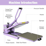 PlanetFlame Heat Press 15x15 inch Industrial Quality Sublimation Heat Press, Slide Out Heat Transfer Machine for T-Shirt, Purple PlanetFlame