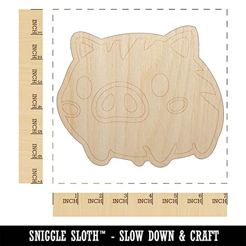 Fun Chibi Wild Boar Pig Swine Unfinished Wood Shape Piece Cutout for DIY Craft Projects - 1/8 Inch Thick - 6.25 Inch Size Sniggle Sloth
