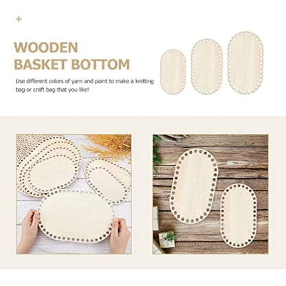 Milisten 4pcs Wooden Basket Bottom Wooden Base Shaper Blank Crochet Base for Thick Yarn DIY Knitting Basket Weaving Supplies Oval - WoodArtSupply