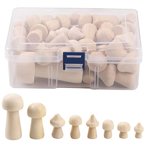 Yardwe 1 Box Wooden Mushroom Ornament DIY Wooden Crafts Wooden Mushroom Models Kids Arts and Crafts Wooden Mushrooms Acorns for Crafts Unpainted Wood Yardwe