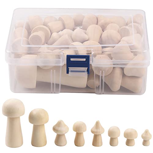 Yardwe 1 Box Wooden Mushroom Ornament DIY Wooden Crafts Wooden Mushroom Models Kids Arts and Crafts Wooden Mushrooms Acorns for Crafts Unpainted Wood - WoodArtSupply