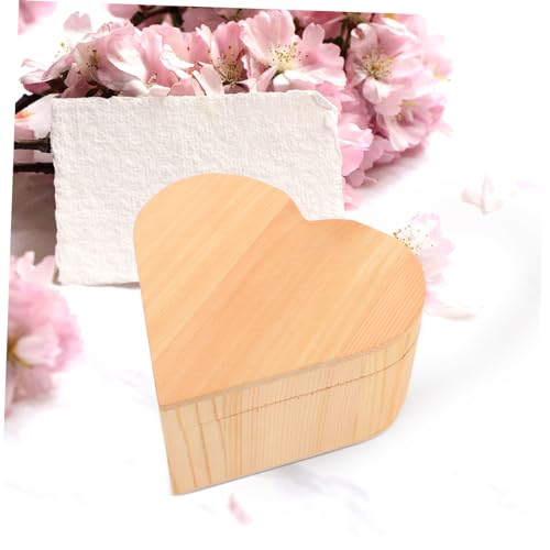 MAGICLULU Box Wooden Heart Box Wooden Gift Organizer Small Gift Container Jewelry Container Wood Heart Case Wooden Jewelry Cases Tabletop Mirror MAGICLULU