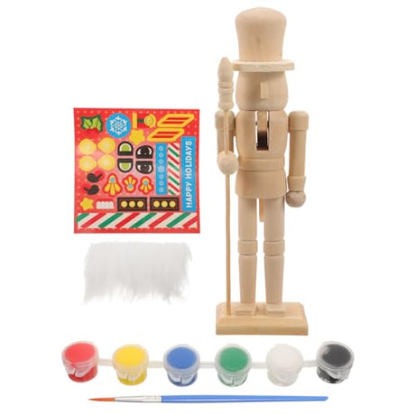 Tofficu Unfinished Wood Nutcracker Figures, 1 Set 18cm DIY Unpainted Nutcracker Ornaments Christmas Craft Blank Paint Toy Hanging Soldier Puppets for Tofficu