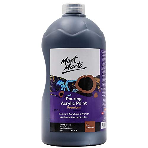 MONT MARTE Premium Pouring Acrylic Paint, 1L (33.8oz), Lamp Black, Pre-Mixed Acrylic Paint, Suitable for a Variety of Surfaces Including Stretched - WoodArtSupply