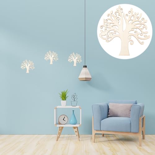 BESPORTBLE 10pcs Family Tree Wood Cutouts, Blank Wooden Tree Embellishments, Unfinished Wooden Tree Shape Tree Cutout for Home Family Tree Weddings BESPORTBLE